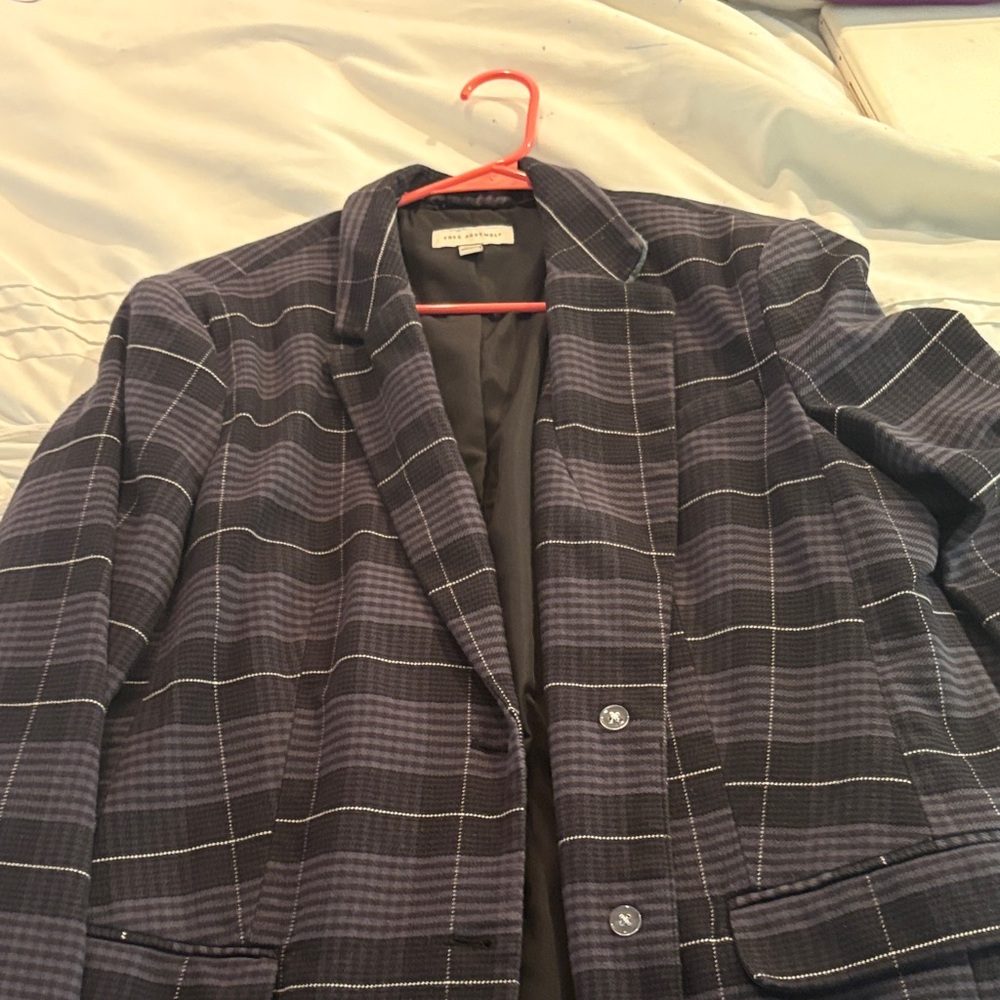Free Assembly Long Sleeve Relaxed Fit Plaid Blazer in XXL